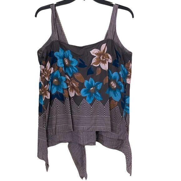 Vintage Quizz Again Trends Cotton Floral Asymmetrical Top Size Medium - Picture 5 of 6